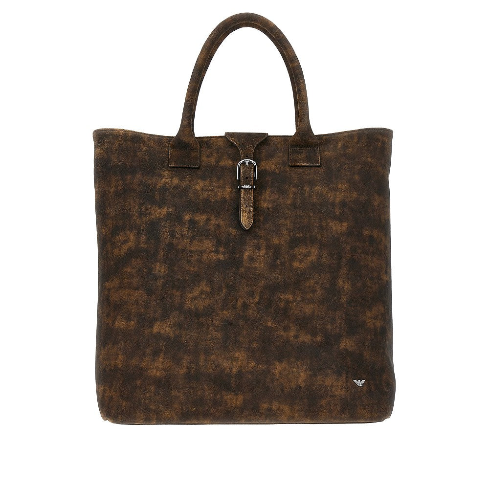 EMPORIO ARMANI ASV dappled-effect leather shopping bag Man One Size