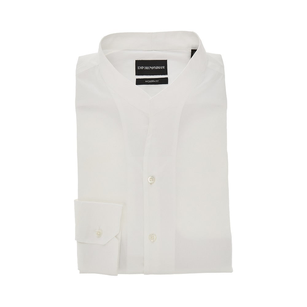 EMPORIO ARMANI Stretch satin shirt with Guru collar Man 39