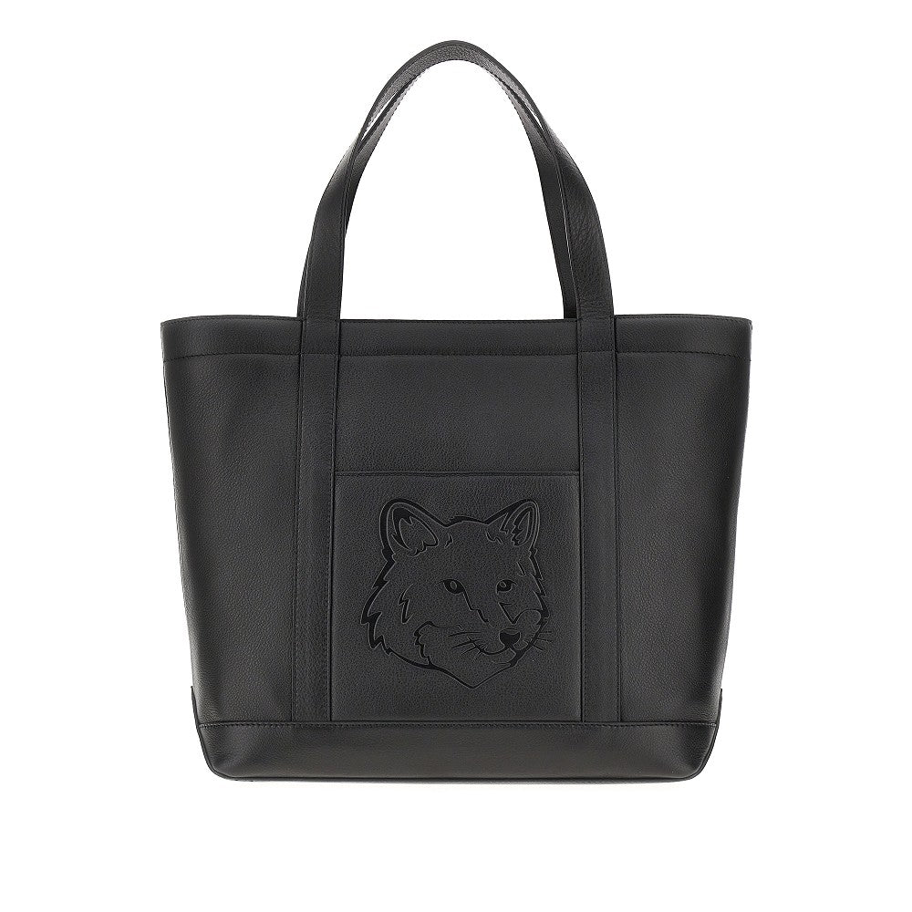 MAISON KITSUNE Medium 'Fox Head' leather tote bag Man One Size
