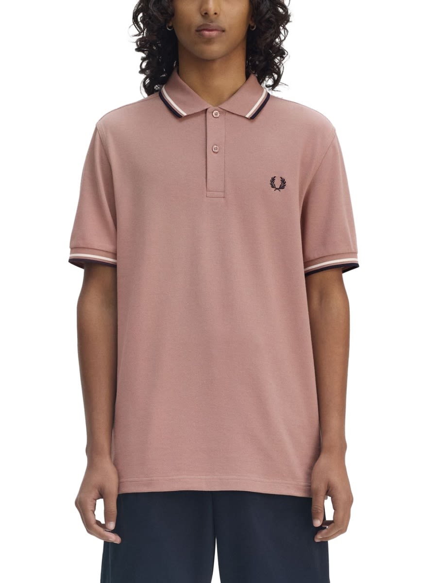 Fred Perry Cotton Pique Polo Shirt With Double Stripe