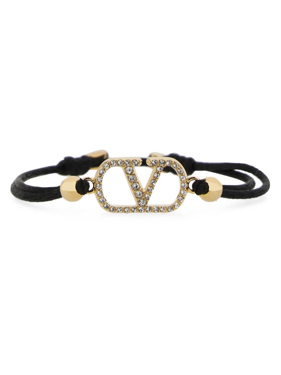 Valentino Garavani Cotton And Swarovski Crystal vlogo Signature Bracelet