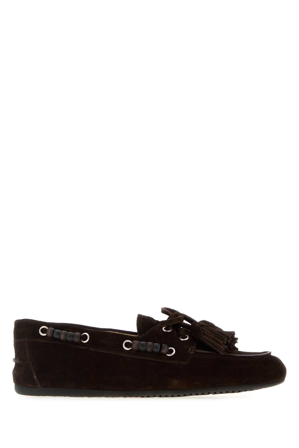 Miu Miu Dark Brown Suede Loafers