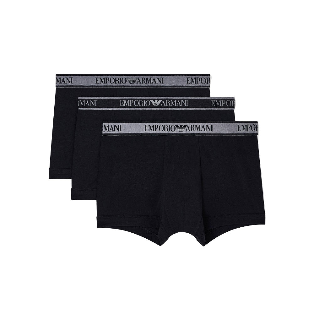 EA BODYWEAR Stretch cotton jersey 3-pack boxer shorts Man S