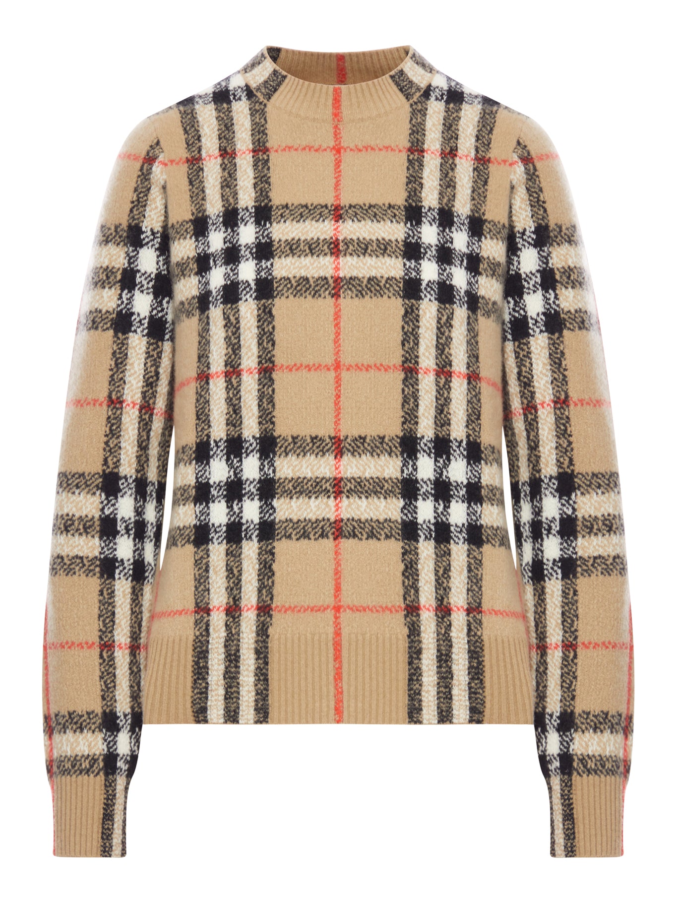 CHECKED WOOL AND CASHMERE SWEATER - Burberry - Woman