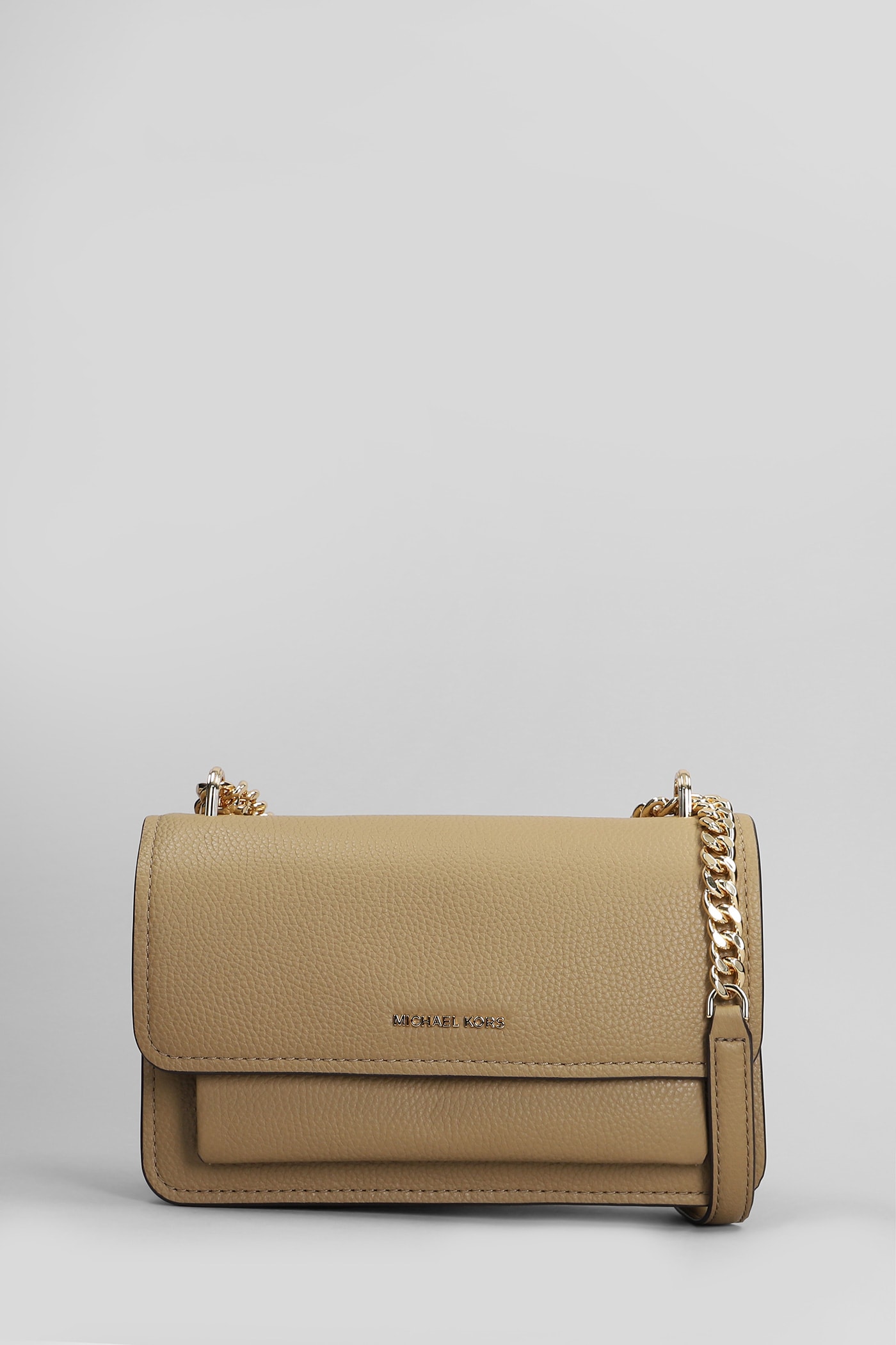 Michael Kors Claire Shoulder Bag In Taupe Leather