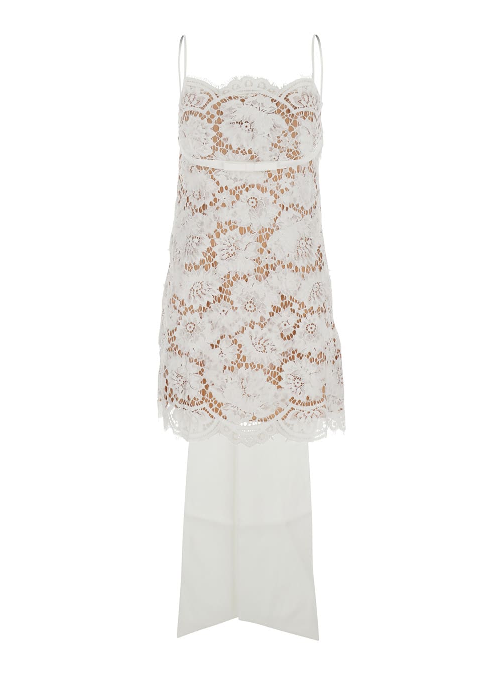 self-portrait Short Satin Dress With Lace Bow