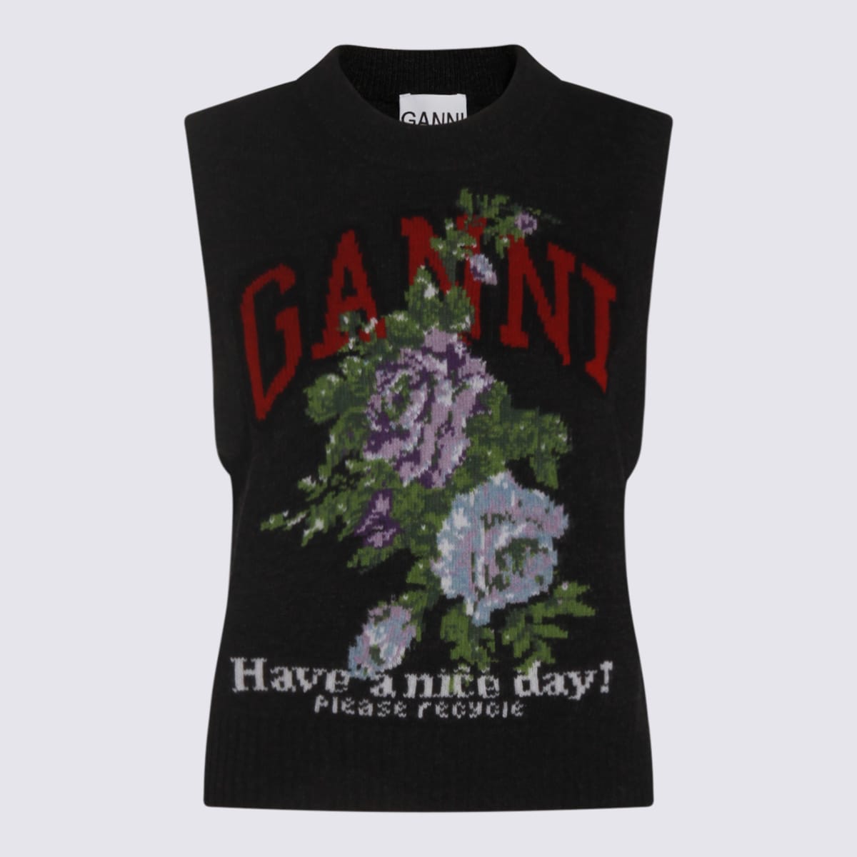 Ganni Grey Wool Knitwear