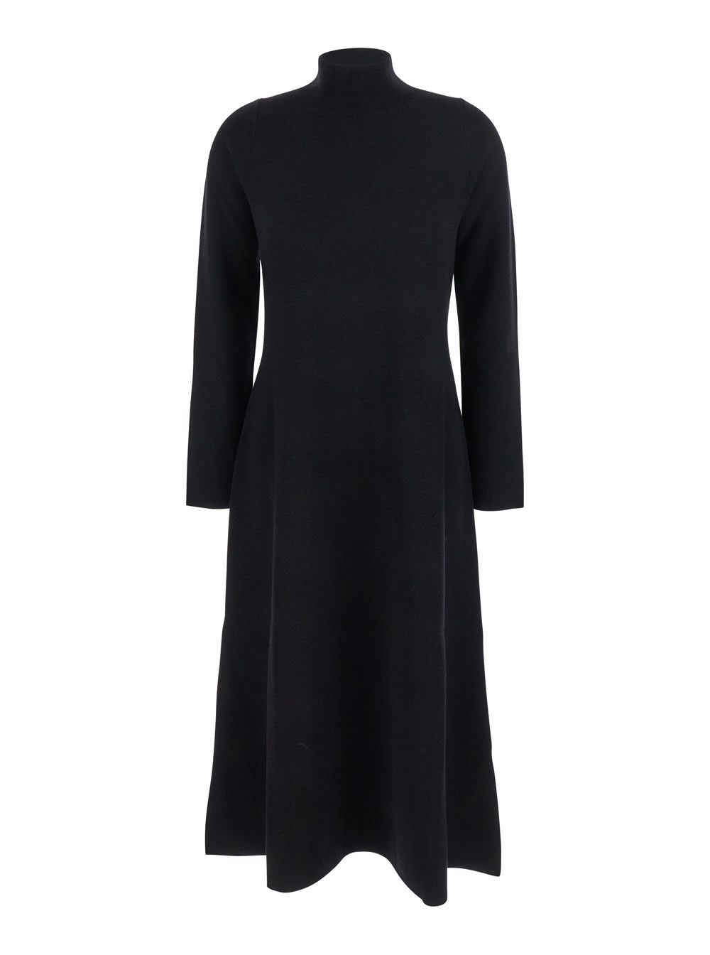 Antonelli Black Long Dress With High-neck In Cotton Woman