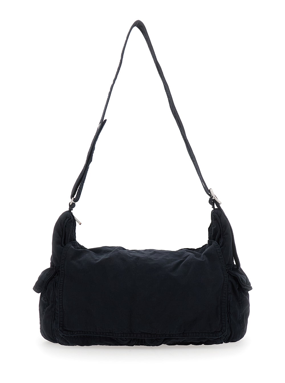 ERL Black Shoulder Bag With Adjustable Shoulder Strap In Cotton Twill Man