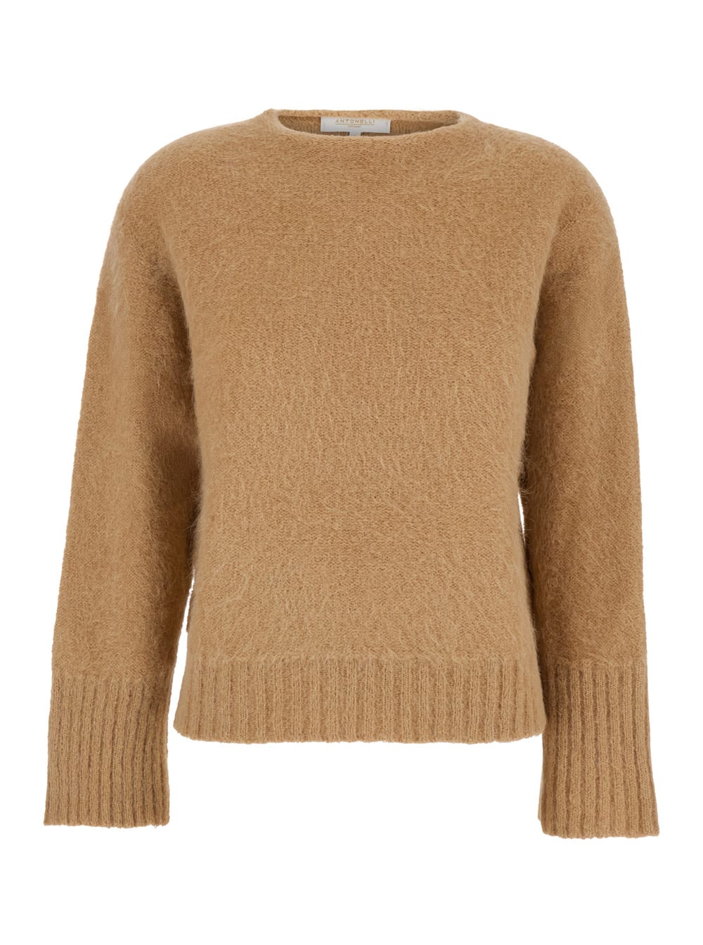 Antonelli adriano Beige Sweater With Brushed-effect In Wool Blend Woman