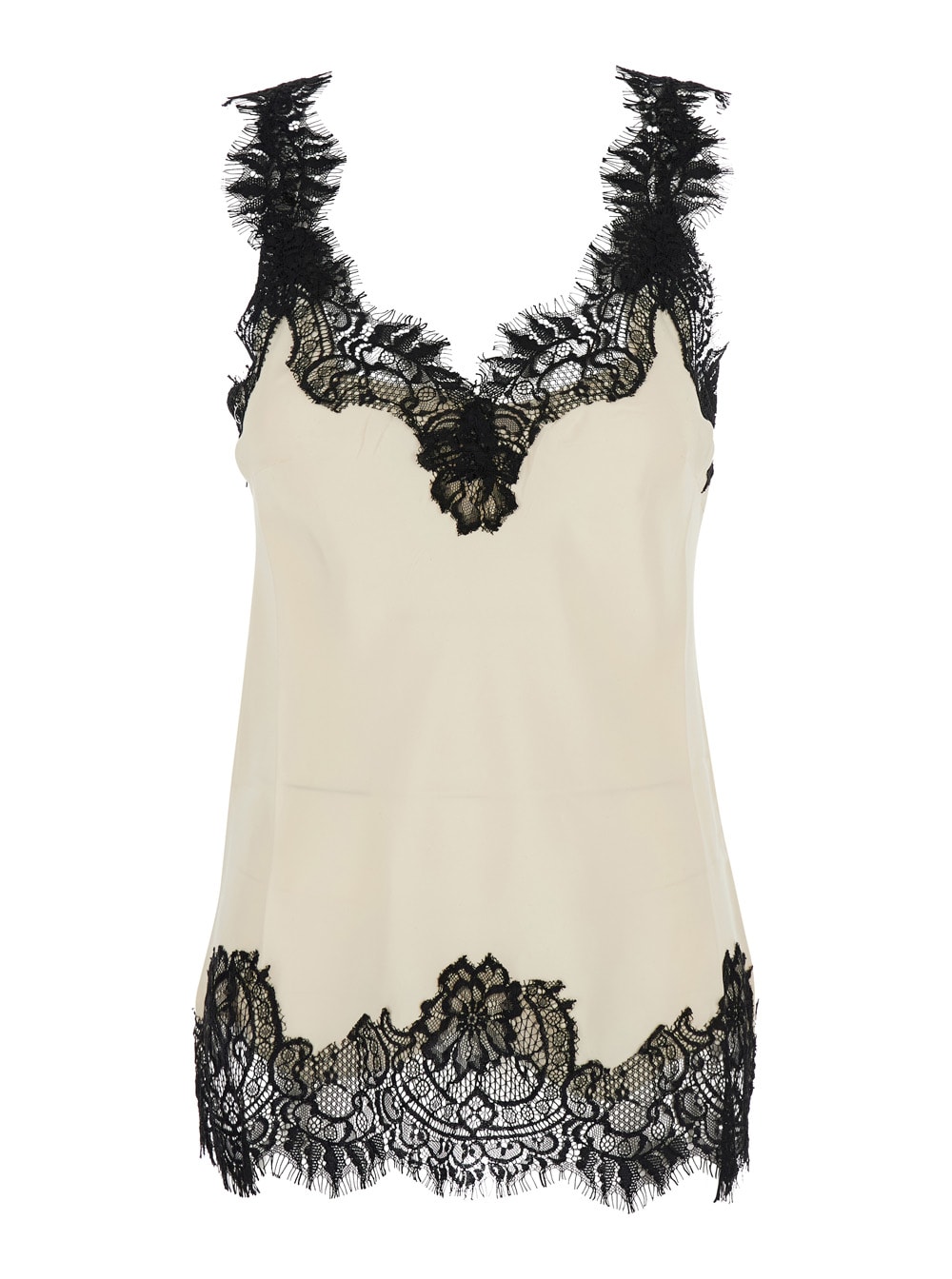 Gold Hawk megan White Sleeveless Top With Lace Details In Silk Woman
