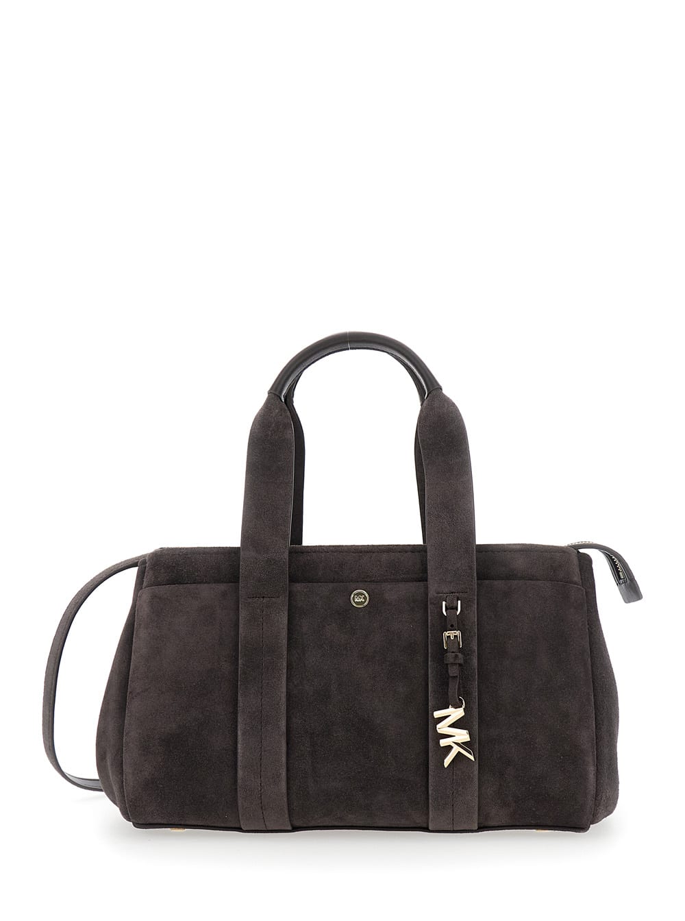 MICHAEL Michael Kors Brown Shoulder Bag With Metallic Pendant In Suede Woman