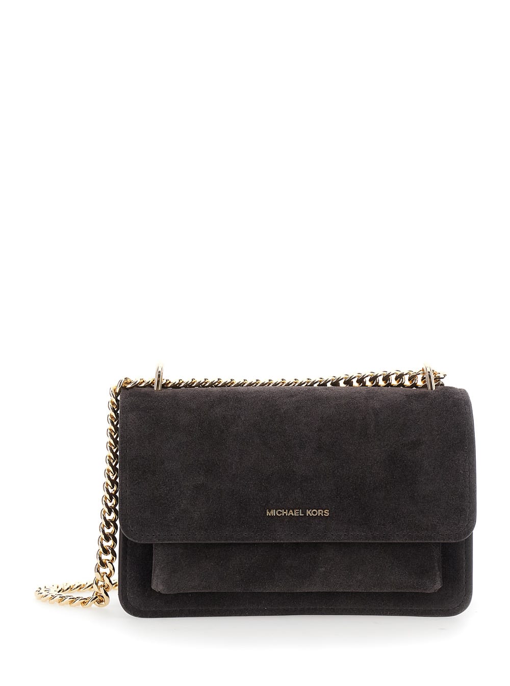 MICHAEL Michael Kors Brown Shoulder Bag With Chain Strap And Front Logo In Suede Woman
