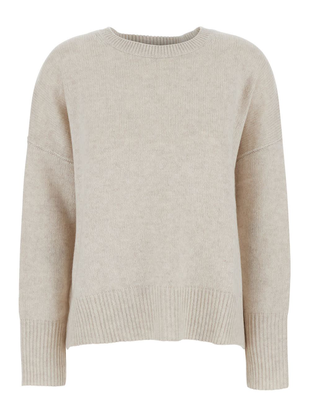 Lisa Yang mila White Sweater With Dropped Shoulders And Ribbed Trims In Cashmere Woman