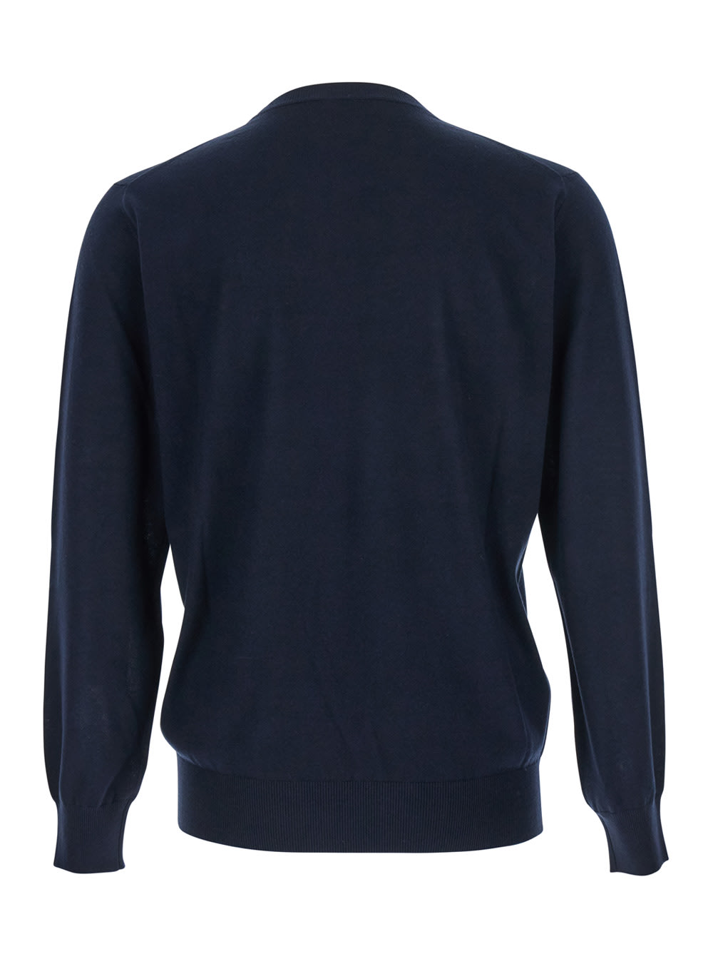 Kangra Blue Crewneck Sweater With Ribbed Trims In Wool Man