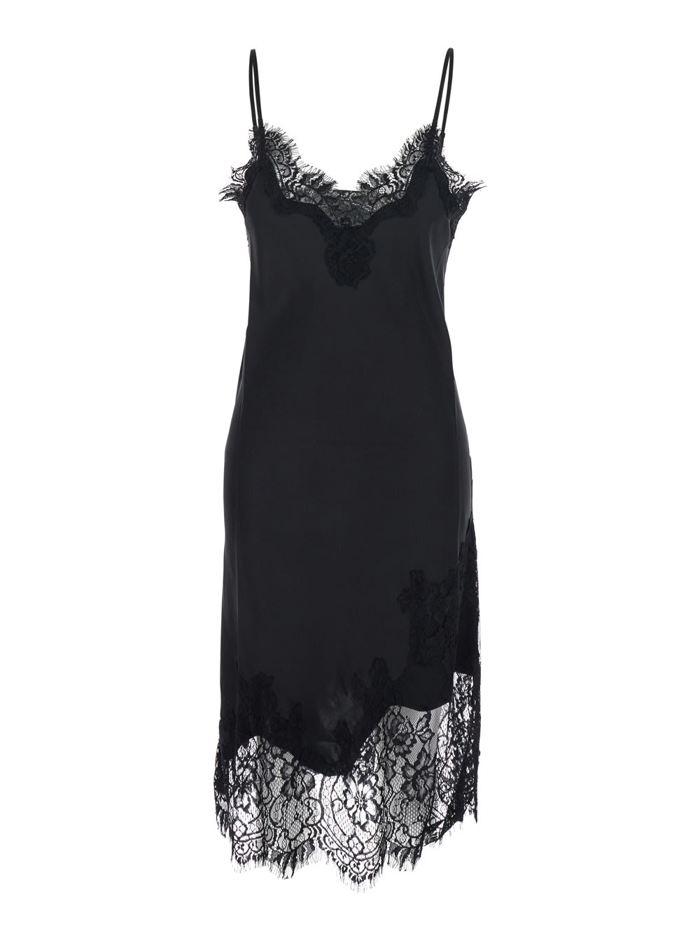 Gold Hawk grace Black Sleeveless Dress With Lace Details In Silk Woman
