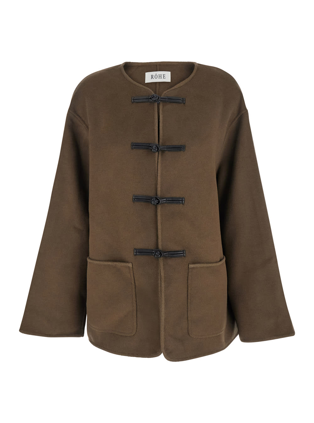 Róhe Brown Jacket With Front Toggle Closure In Wool Woman