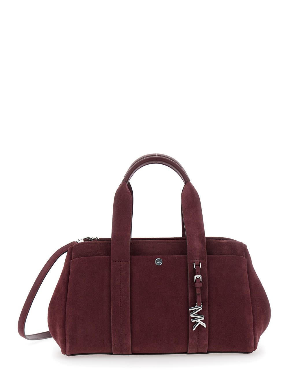 MICHAEL Michael Kors Bordeaux Shoulder Bag With Metallic Pendant In Suede Woman