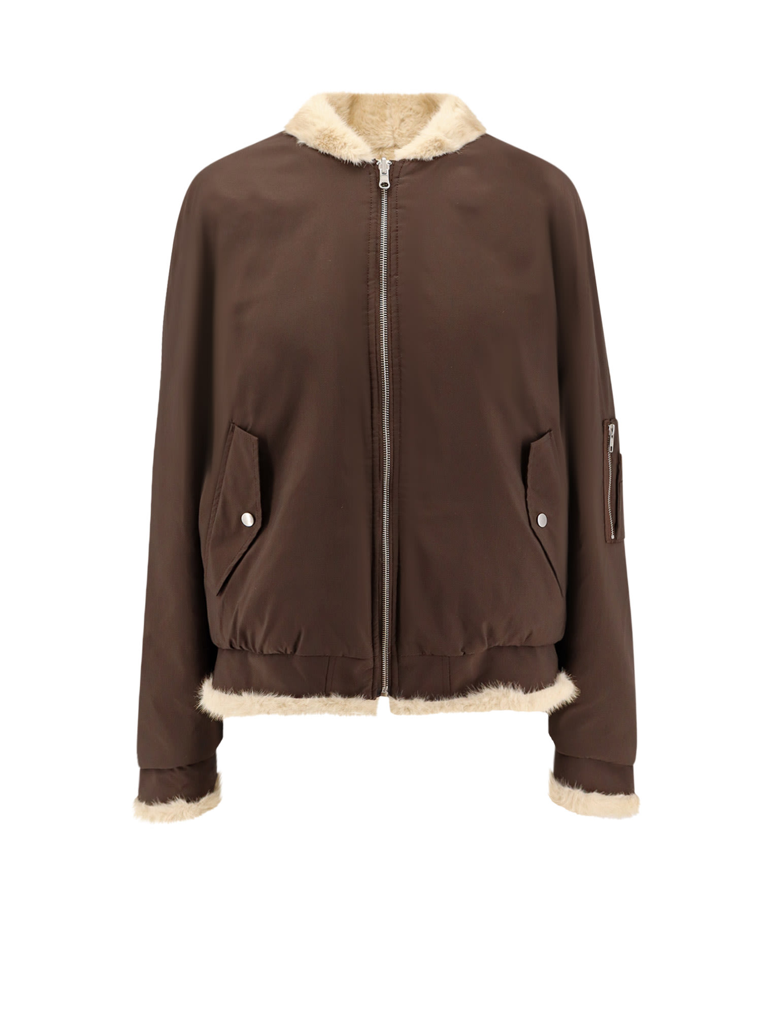MM6 Maison Margiela Reversible Nylon And Faux Shearling Bomber Jacket