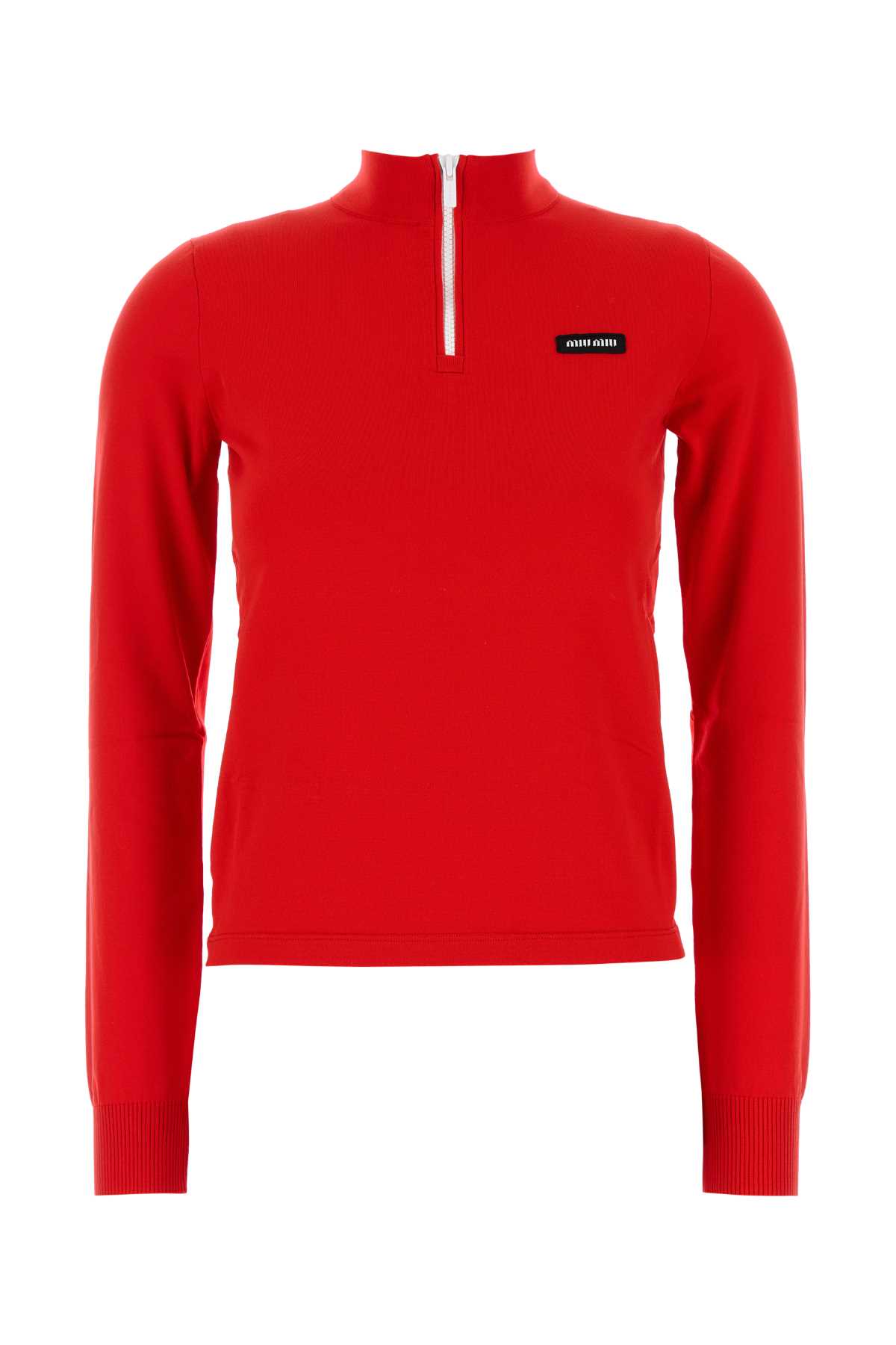 Miu Miu Red Stretch Nylon T-shirt