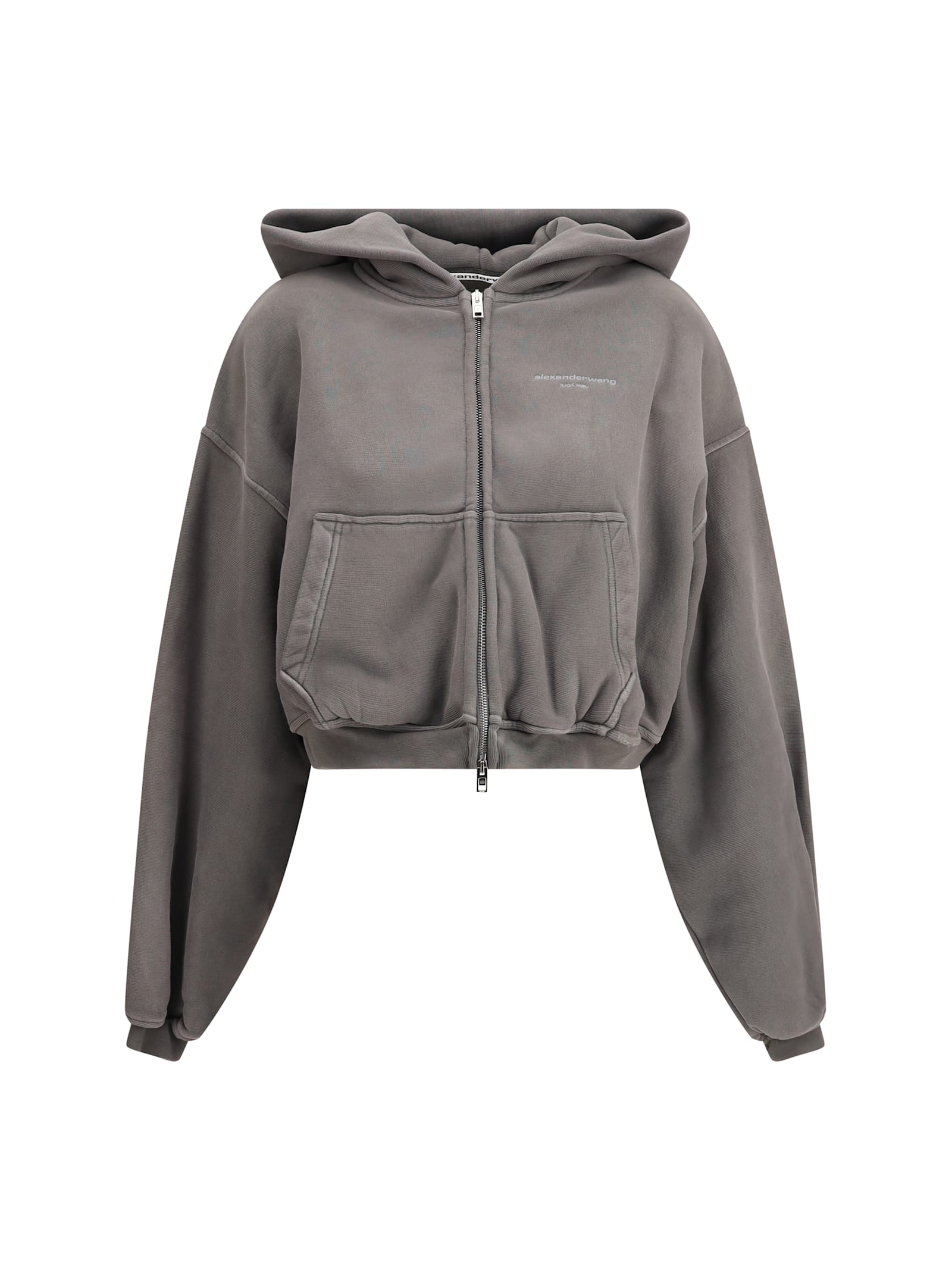 Alexander Wang Oversized Cropped Zip-up Hoodie