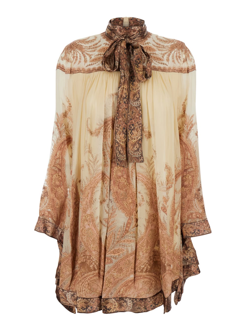 Zimmermann hypnotic Multicolor Mini Dress With Pussybow Collar And All-over Paisley Print In Silk Blend Woman