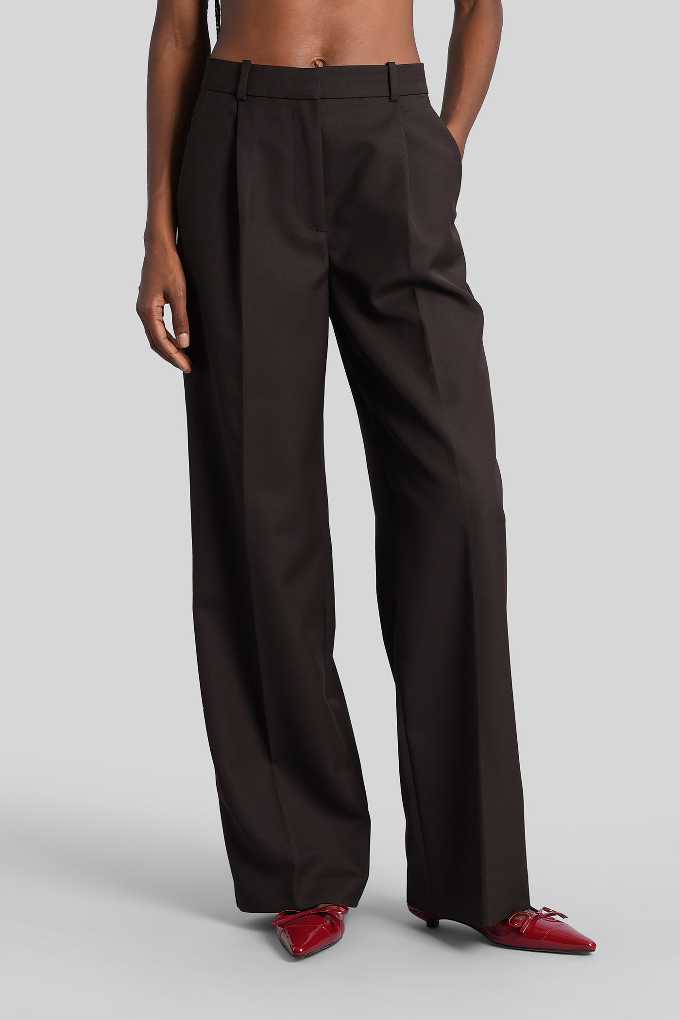 Anine Bing Trent Pants In Brown Leather