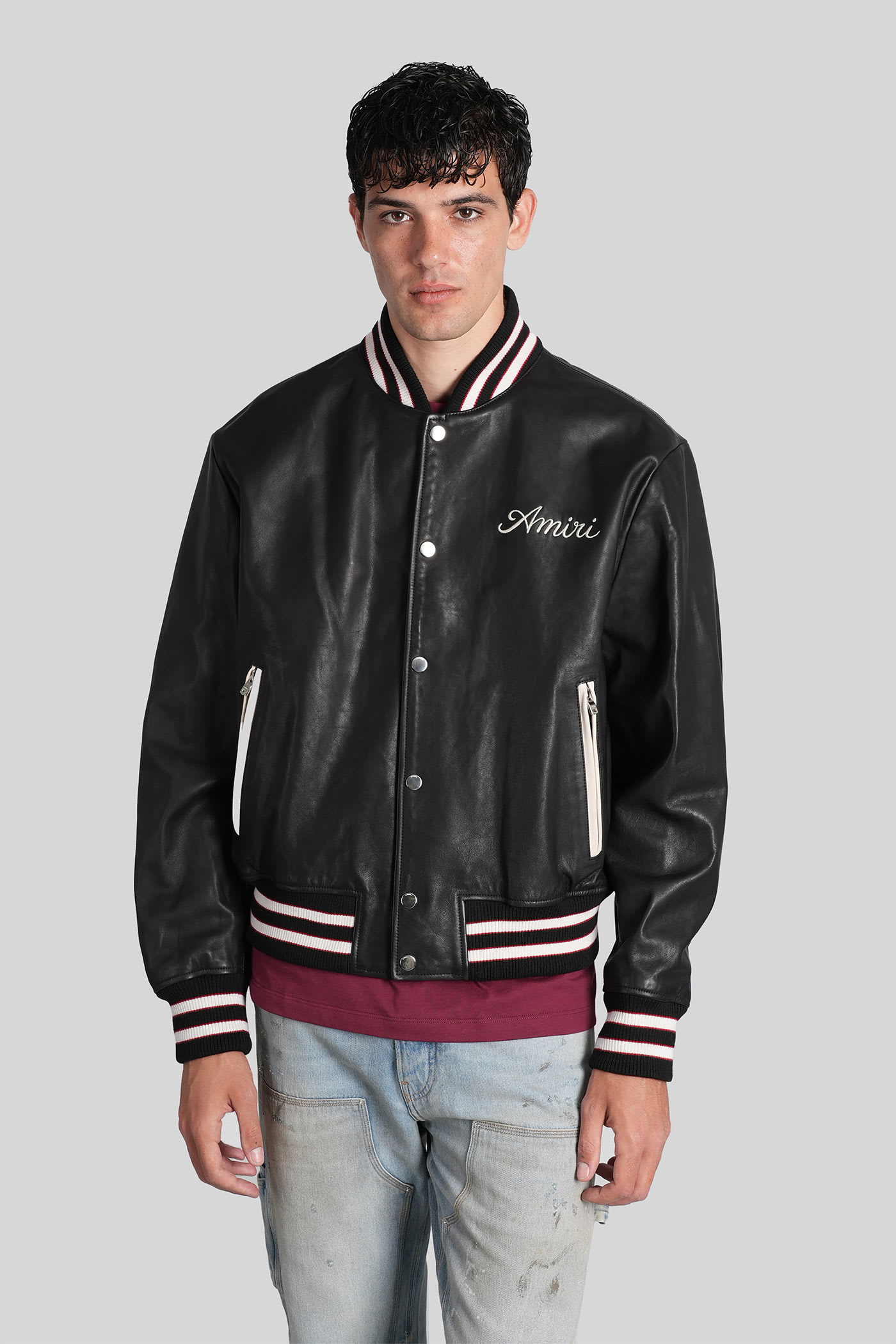 AMIRI Bomber Jacket In Black Leather