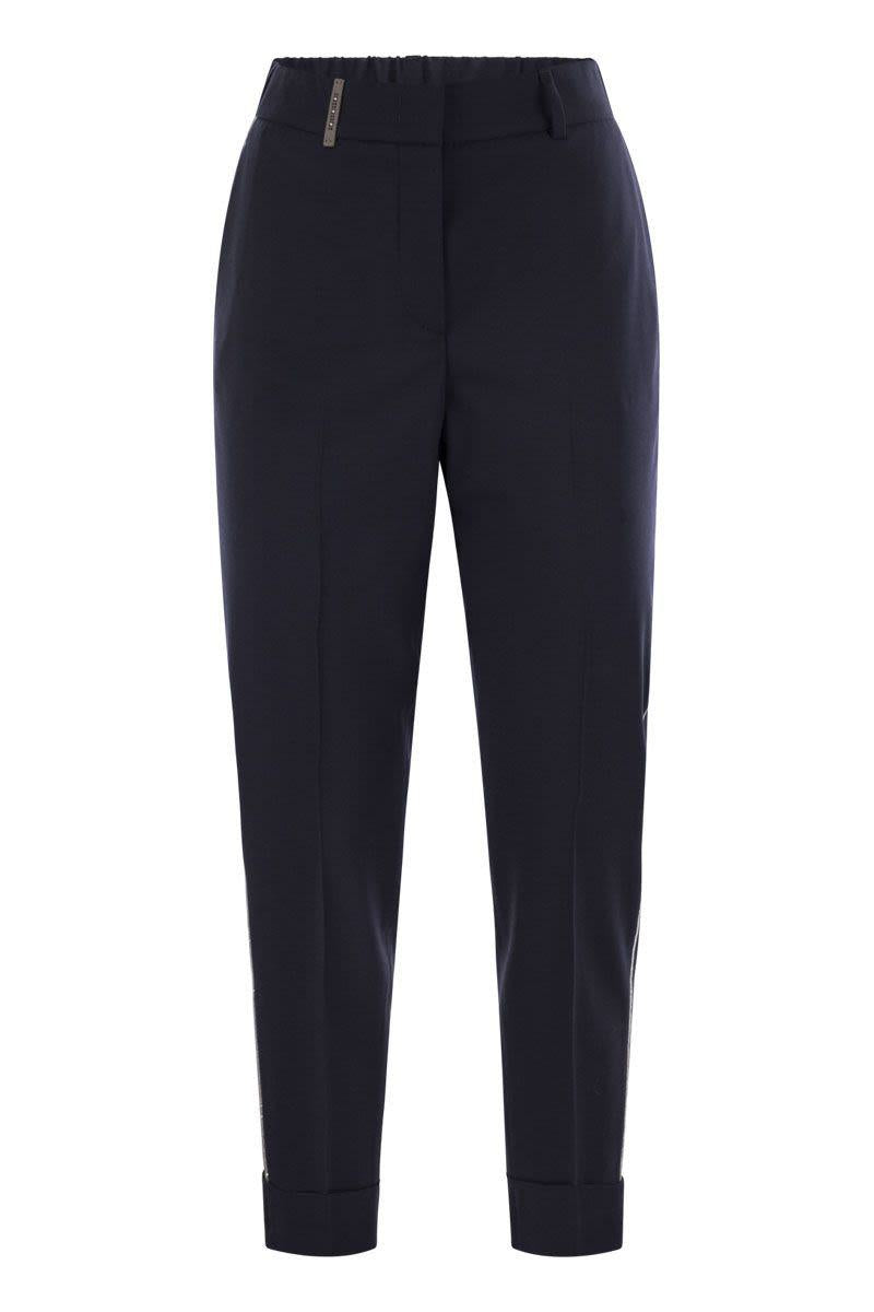 Peserico Virgin Wool Blend Trousers With Jewellery