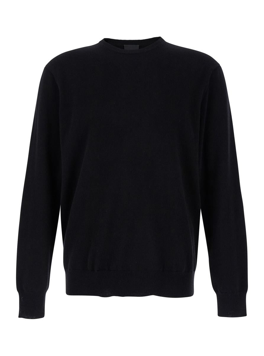 Black Crewneck Long Sleeve Sweater In Cashmere Man
