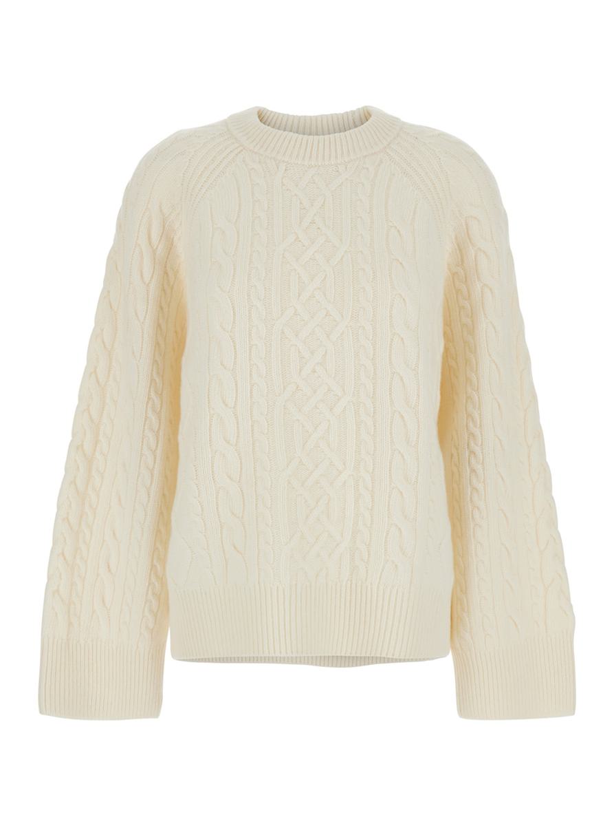 'Klarina Ann' White Crewneck Sweater In Wool Woman