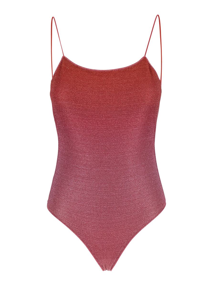 'Lumière Maillot' Pink Swimsuit With Open Back In Lurex Woman