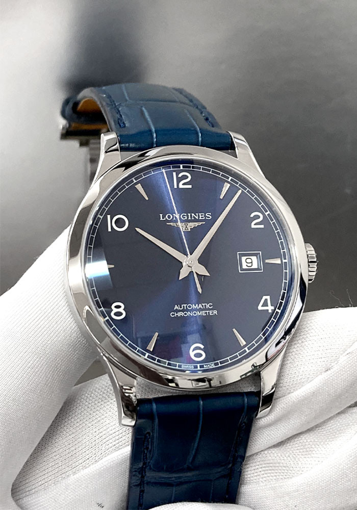 LONGINES Record Automatic 40MM Blue Dial Leather Men's Watch L2.821.4.96.4 / L28214964