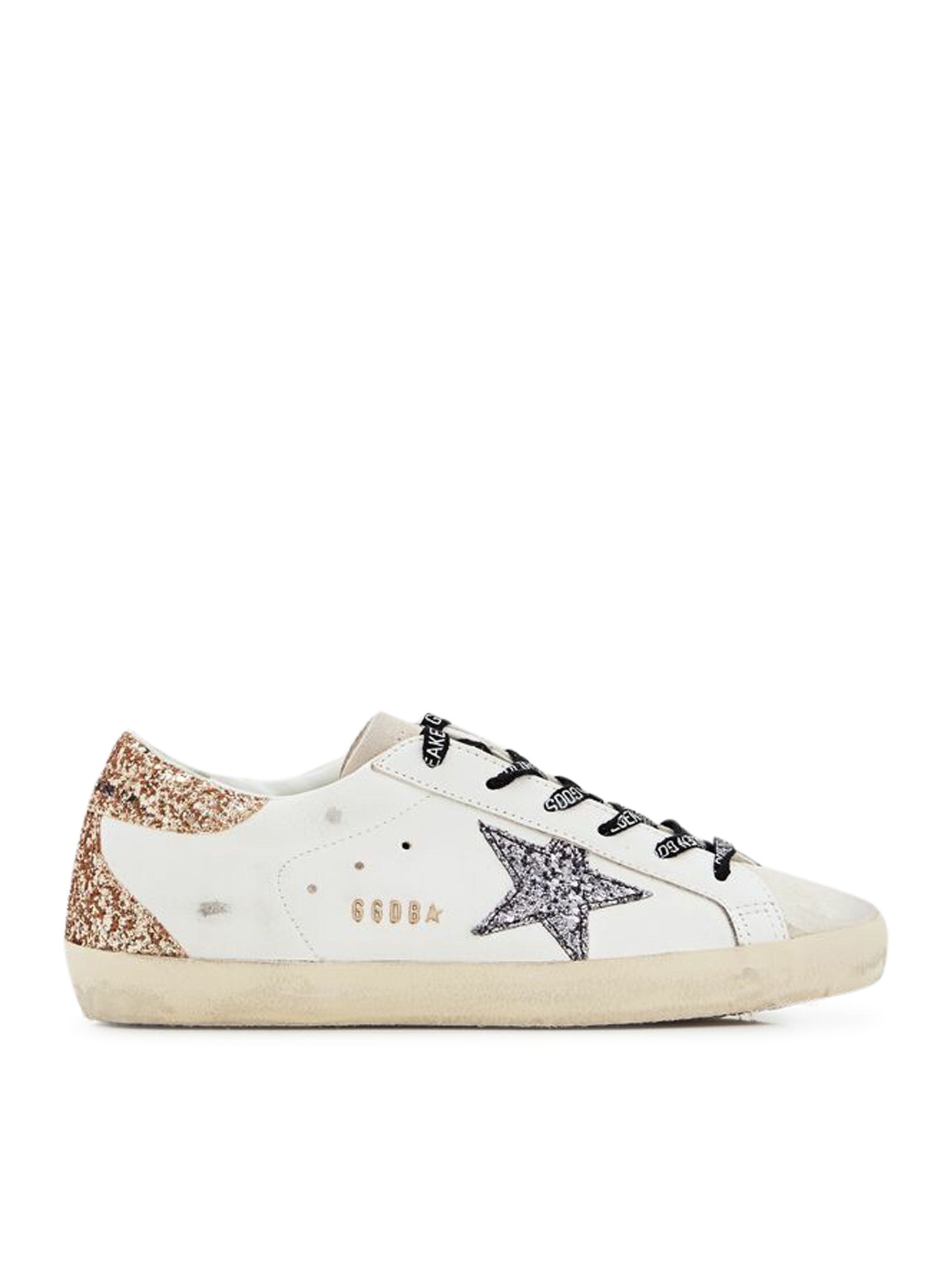 SUPER-STAR SNEAKERS IN LEATHER AND GLITTER - Golden Goose Deluxe Brand - Woman