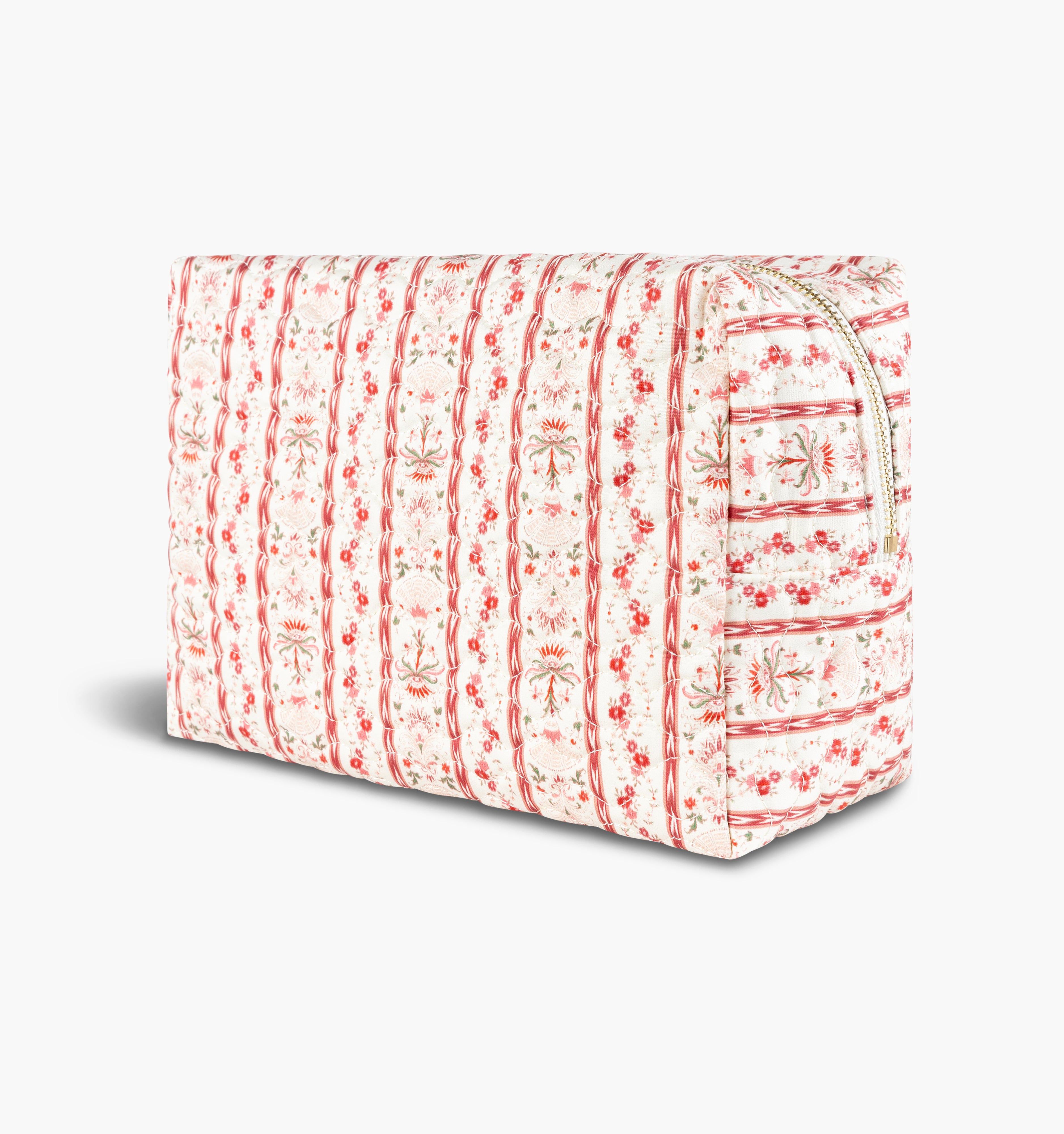 The Quilted Cosmetic Bag | Pink Emma Stripe | 100% Cotton | Hill House Home