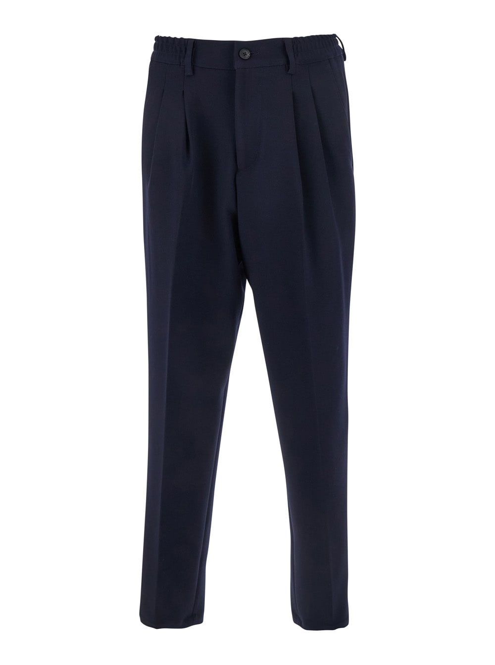 Low Brand Blue Pants With Elastic Waist And Belt Loops In Cotton Man