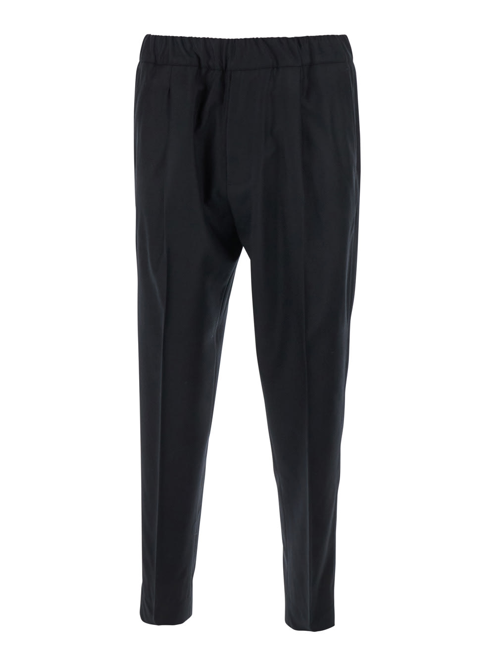 Low Brand Black Pants With Elastic Waist In Cotton Man