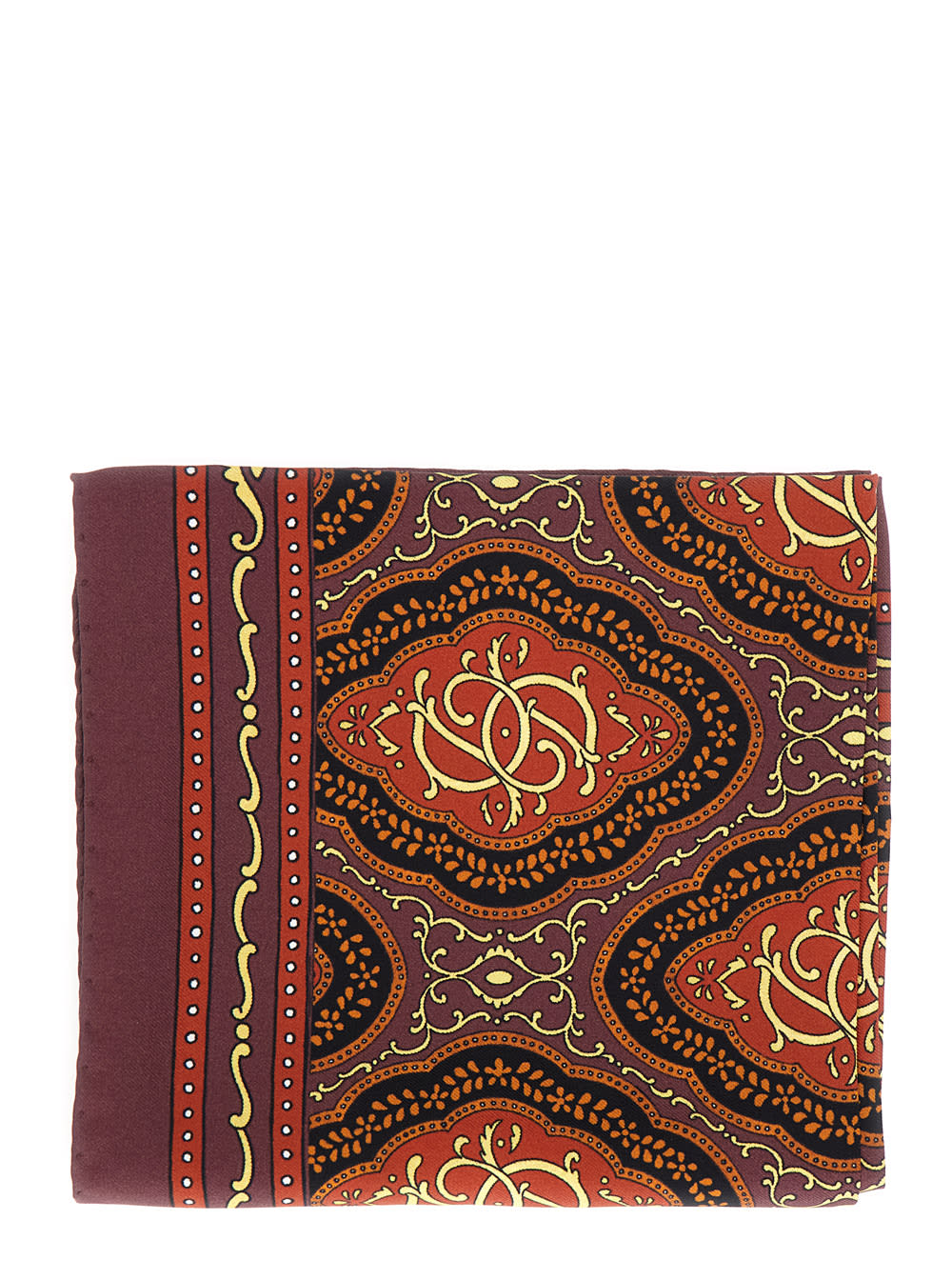 Drôle de Monsieur le Foulard Médaillon Bordeaux Square Scarf With All-over Print In Silk Woman