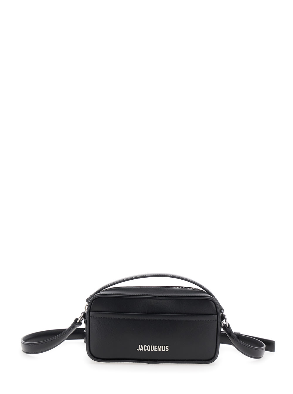 Jacquemus le Baneto Black Handbag With Logo Lettering On The Front In Leather Man