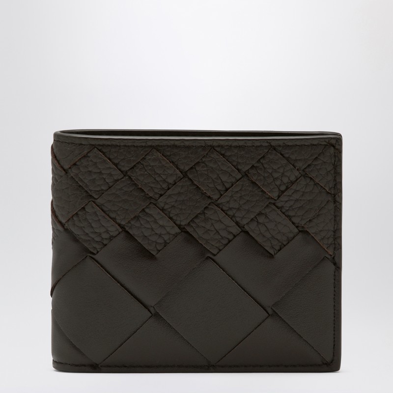Fondente color bi-fold wallet in Intrecciato