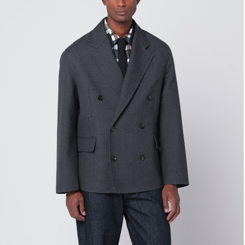 Grey double-breasted wool jacket
