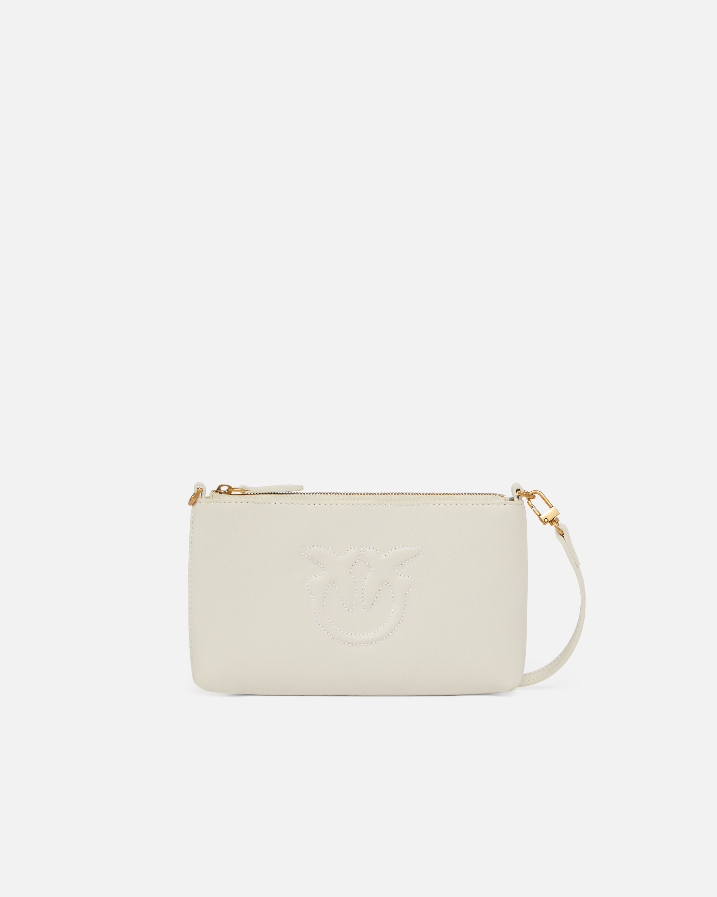 Pinko, Sac plat à bandoulière en cuir, Blanc+blanc-or antique, U