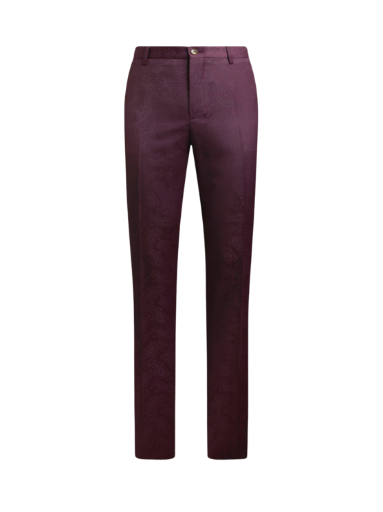 Etro, Pantalon Droit En Jacquard De Laine À Motif Paisley, Homme, Bordeaux, Taille 44