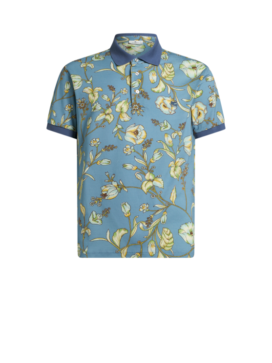 Etro, Polo À Motif Floral, Homme, Bleu, Taille XS