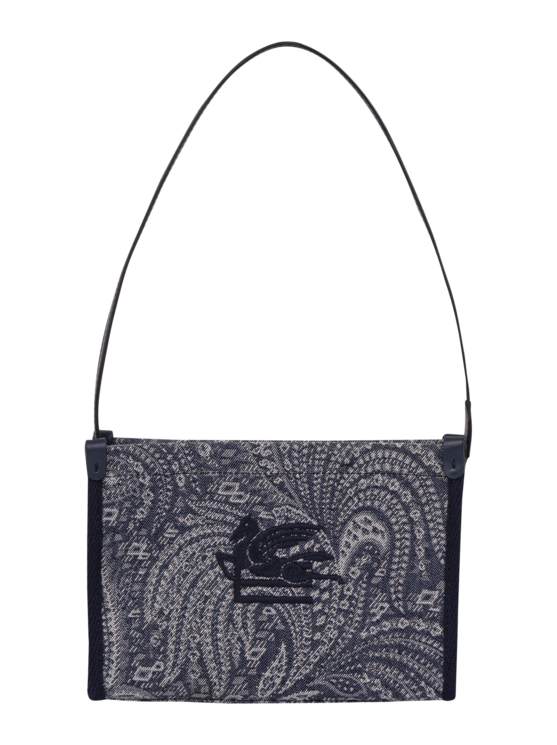 Etro, Sac En Denim Jacquard À Motif Paisley, Bleu, Taille U