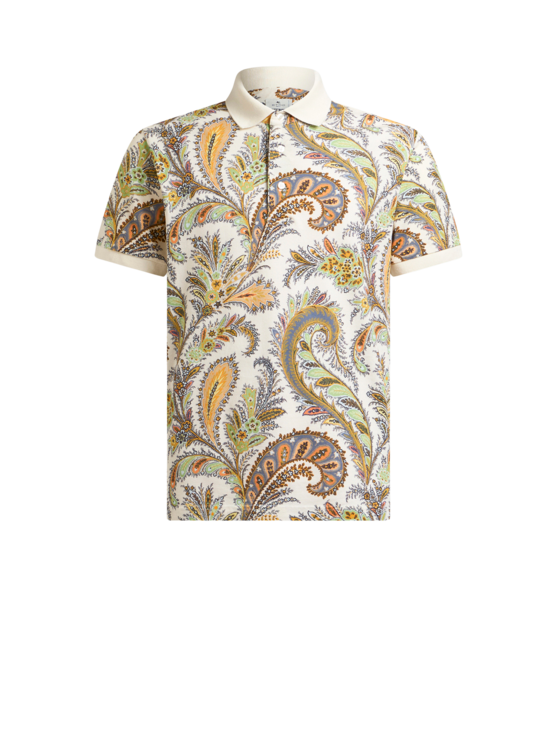 Etro, Polo En Coton À Motif Paisley Fleuri, Homme, Jaune, Taille M