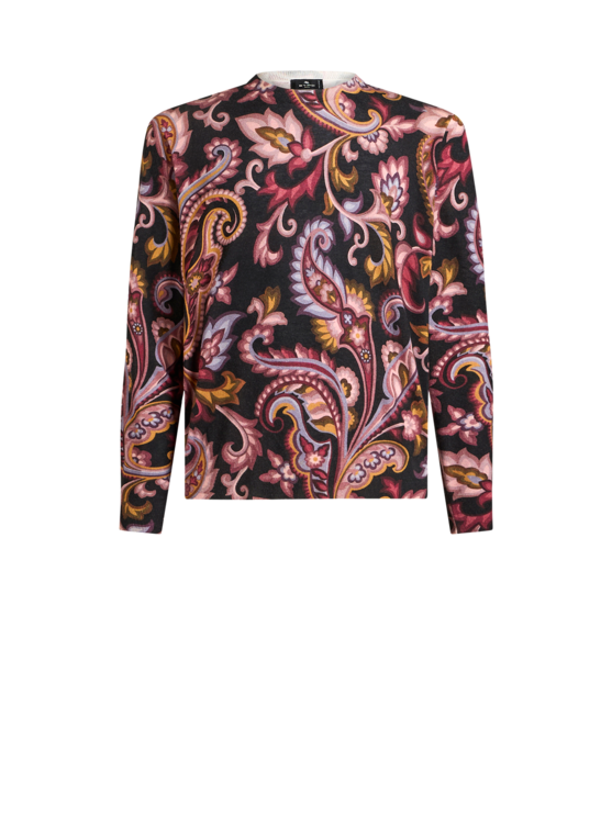 Etro, Pull Col Rond À Motif Paisley Fleuri, Homme, Noir, Taille XS