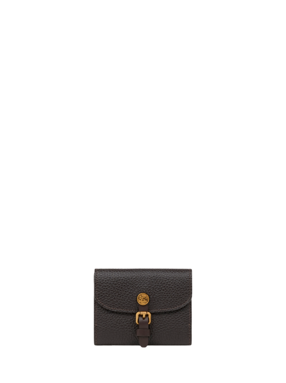 Etro, Portefeuille Pony En Cuir Foulonné Petit Modèle, Femme, Marron