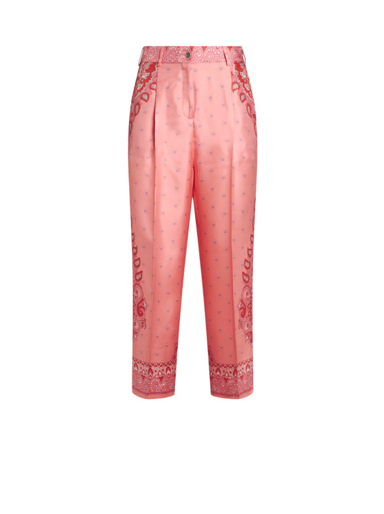 Etro, Pantalon En Soie À Motif Floral, Femme, Rose, Taille 46