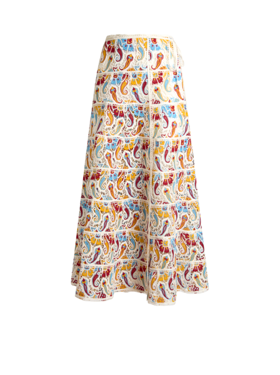 Etro, Jupe Paisley Avec Macramé, Femme, Multicolore, Taille 42